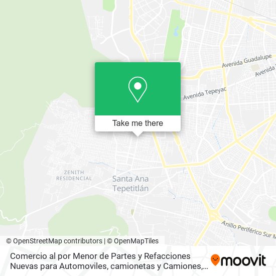 Comercio al por Menor de Partes y Refacciones Nuevas para Automoviles, camionetas y Camiones map