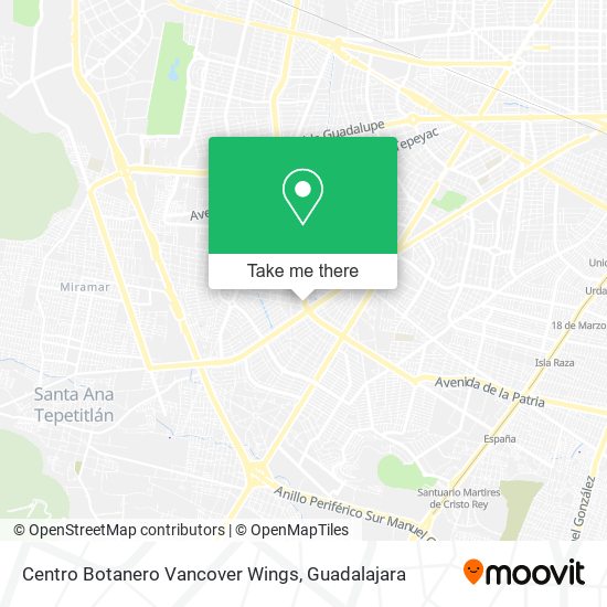 Mapa de Centro Botanero Vancover Wings