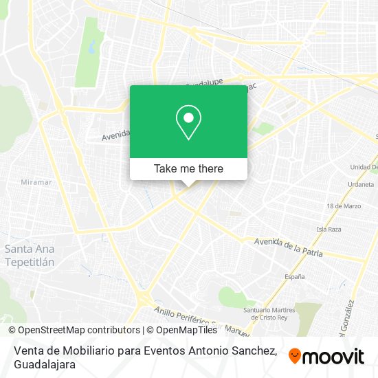 Venta de Mobiliario para Eventos Antonio Sanchez map