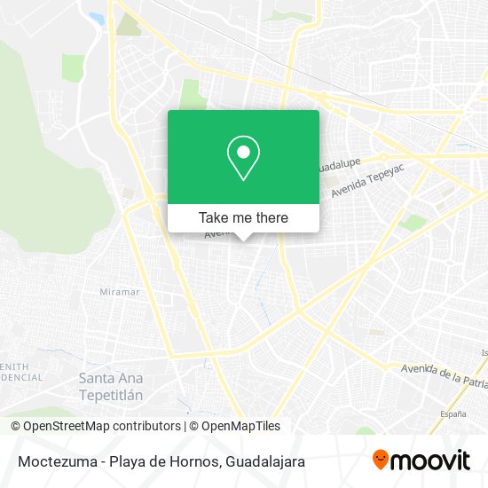 Moctezuma - Playa de Hornos map