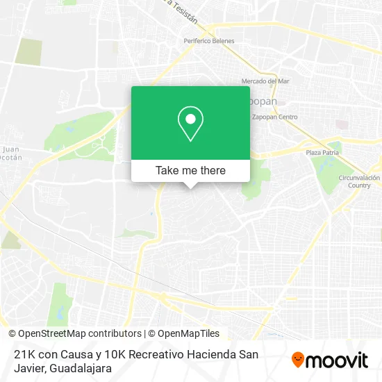 21K con Causa y 10K Recreativo Hacienda San Javier map