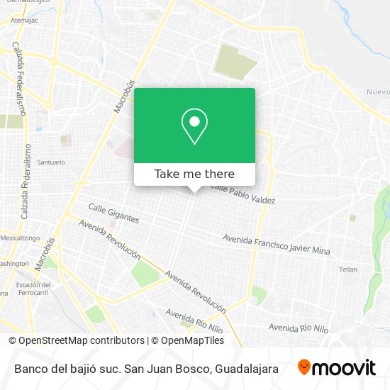 Mapa de Banco del bajió suc. San Juan Bosco