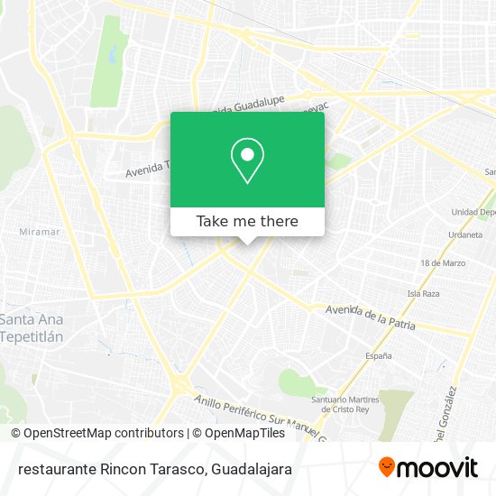 How to get to restaurante Rincon Tarasco in Guadalajara by Bus or Train?