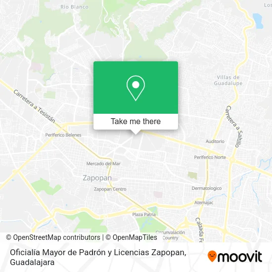 Oficialía Mayor de Padrón y Licencias Zapopan map