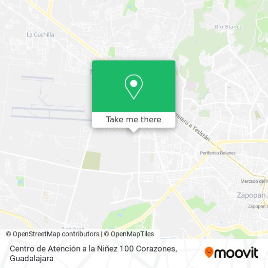 Mapa de Centro de Atención a la Niñez 100 Corazones