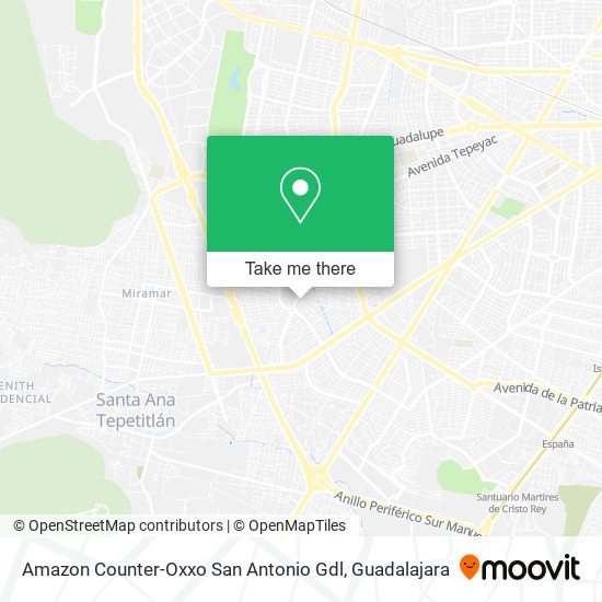 Mapa de Amazon Counter-Oxxo San Antonio Gdl