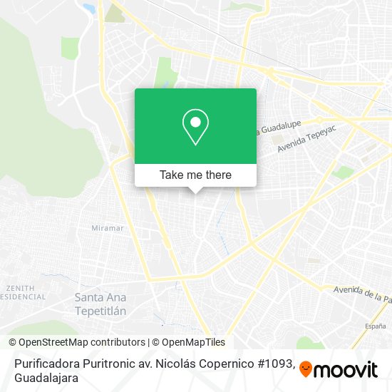 Mapa de Purificadora Puritronic av. Nicolás Copernico #1093