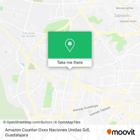 Amazon Counter-Oxxo Naciones Unidas Gdl map