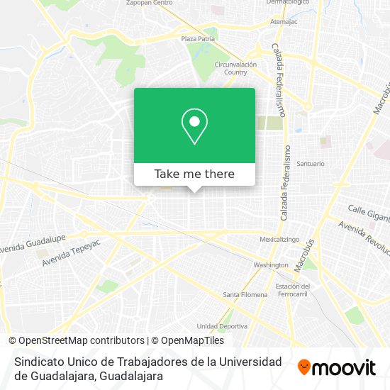 Sindicato Unico de Trabajadores de la Universidad de Guadalajara map
