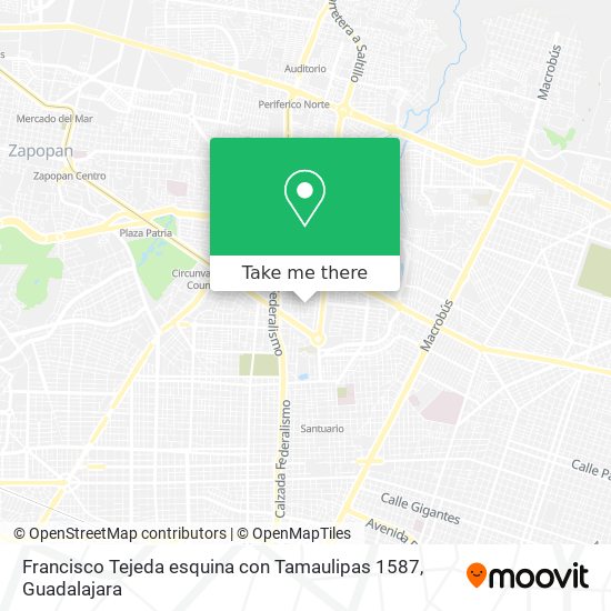 Mapa de Francisco Tejeda esquina con Tamaulipas 1587