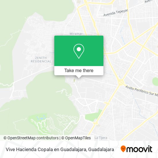 Vive Hacienda Copala en Guadalajara map