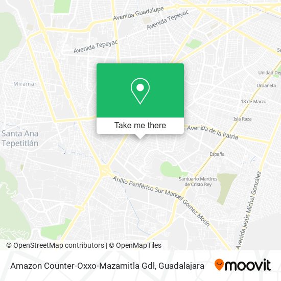 Mapa de Amazon Counter-Oxxo-Mazamitla Gdl
