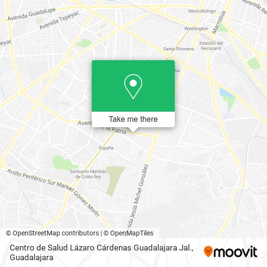 Mapa de Centro de Salud Lázaro Cárdenas Guadalajara Jal.