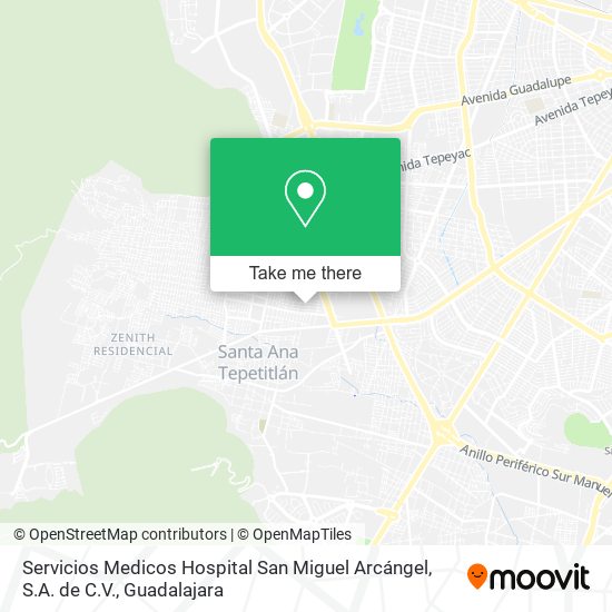 Mapa de Servicios Medicos Hospital San Miguel Arcángel, S.A. de C.V.