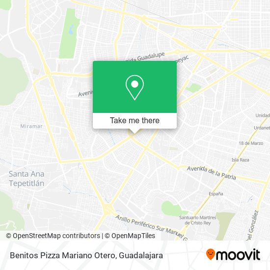 Mapa de Benitos Pizza Mariano Otero