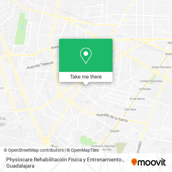 Mapa de Physiocare Rehabilitación Física y Entrenamiento.