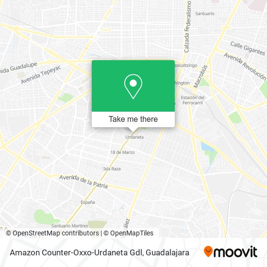 Amazon Counter-Oxxo-Urdaneta Gdl map