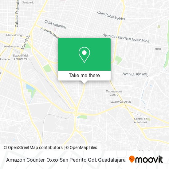 Amazon Counter-Oxxo-San Pedrito Gdl map