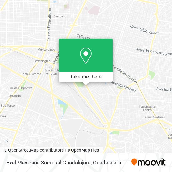Mapa de Exel Mexicana Sucursal Guadalajara