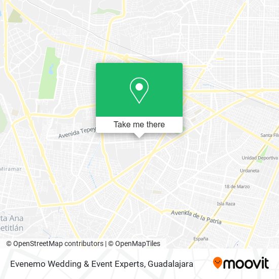 Mapa de Evenemo Wedding & Event Experts