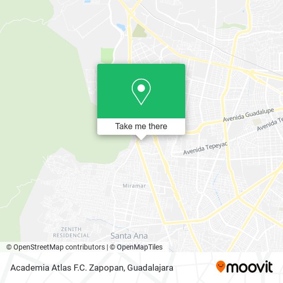 Mapa de Academia Atlas F.C. Zapopan