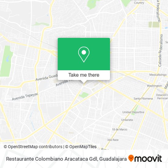 Mapa de Restaurante Colombiano Aracataca Gdl