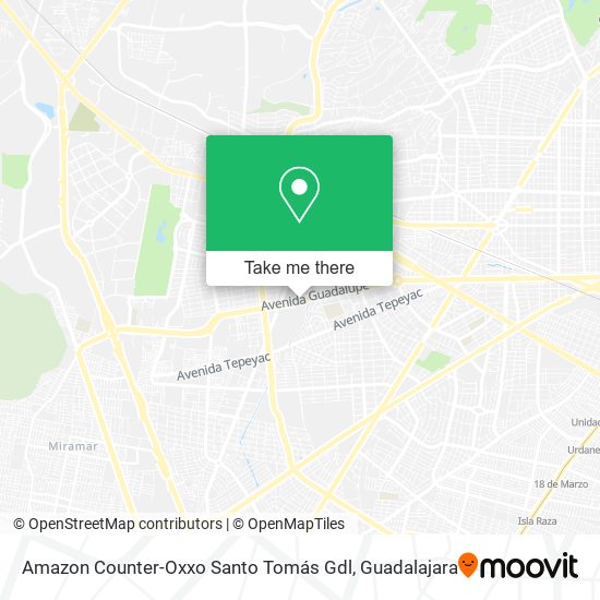 Amazon Counter-Oxxo Santo Tomás Gdl map