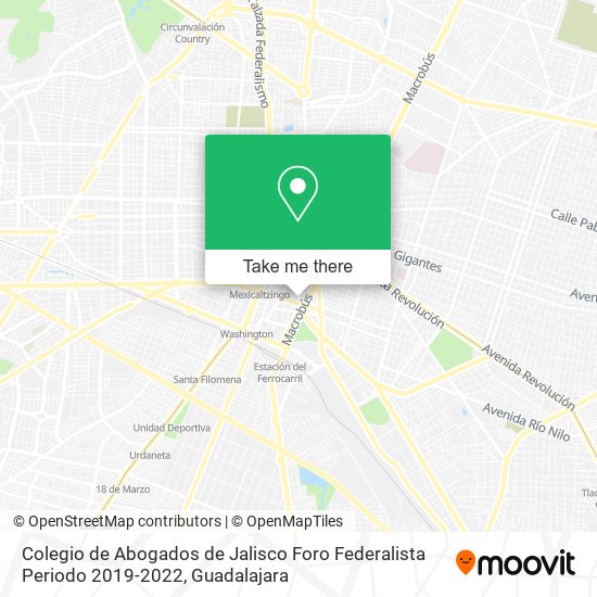 Colegio de Abogados de Jalisco Foro Federalista Periodo 2019-2022 map
