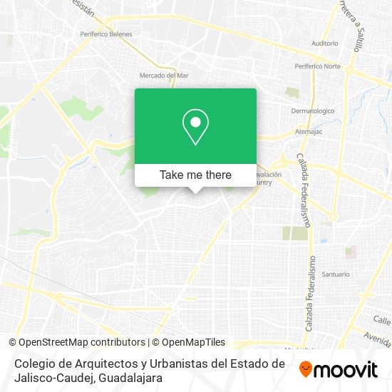 Mapa de Colegio de Arquitectos y Urbanistas del Estado de Jalisco-Caudej