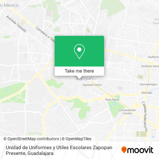 Mapa de Unidad de Uniformes y Utiles Escolares Zapopan Presente