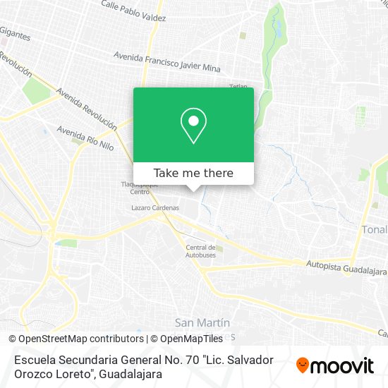 Mapa de Escuela Secundaria General No. 70 "Lic. Salvador Orozco Loreto"