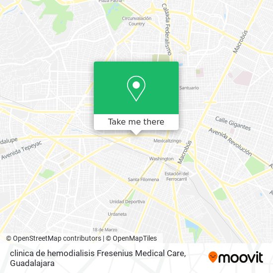 Mapa de clinica de hemodialisis Fresenius Medical Care