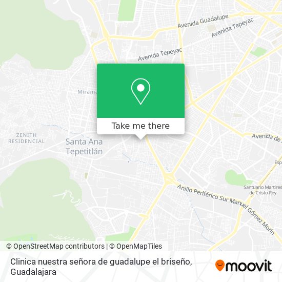 Clinica nuestra señora de guadalupe el briseño map