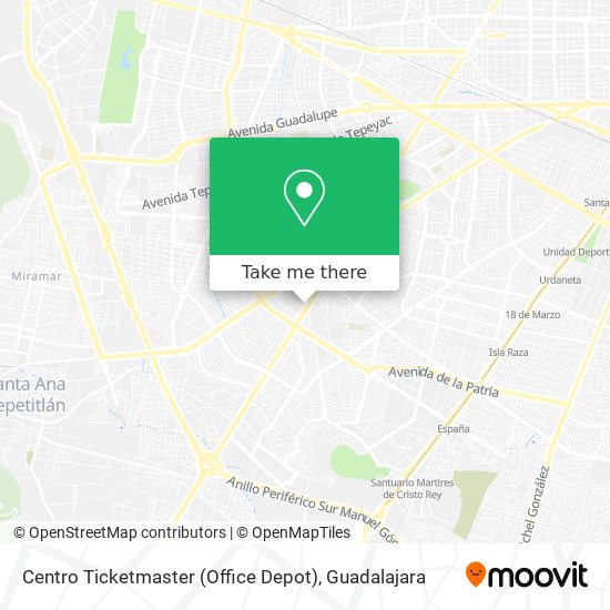How to get to Centro Ticketmaster (Office Depot) in Guadalajara by Bus or  Train?