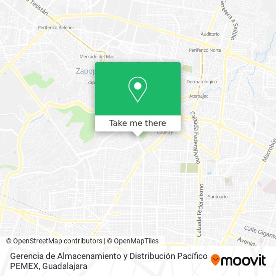 Mapa de Gerencia de Almacenamiento y Distribución Pacífico PEMEX