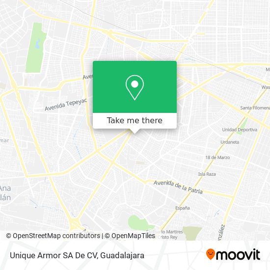 Mapa de Unique Armor SA De CV