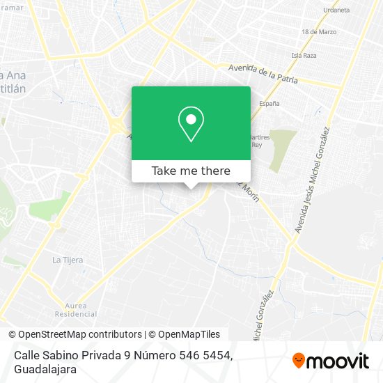 Mapa de Calle Sabino Privada 9 Número 546 5454