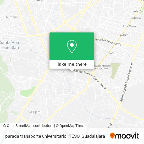 parada transporte universitario ITESO map