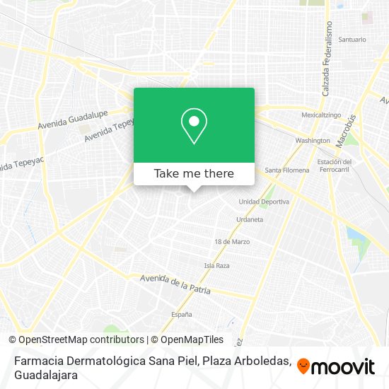 Mapa de Farmacia Dermatológica Sana Piel, Plaza Arboledas