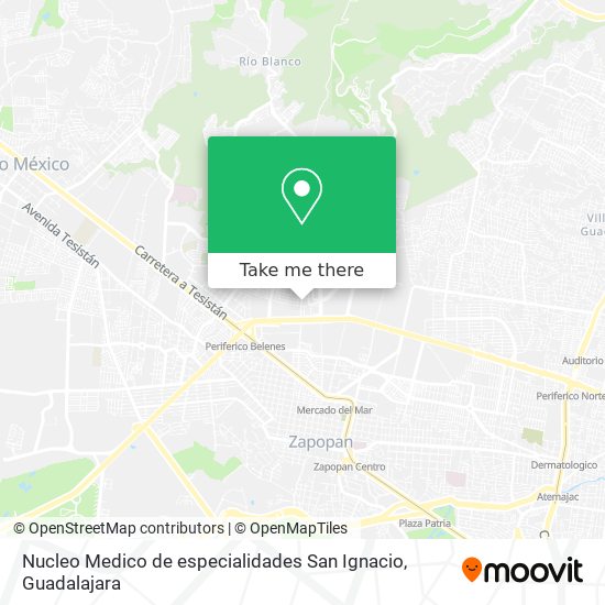 Mapa de Nucleo Medico de especialidades San Ignacio