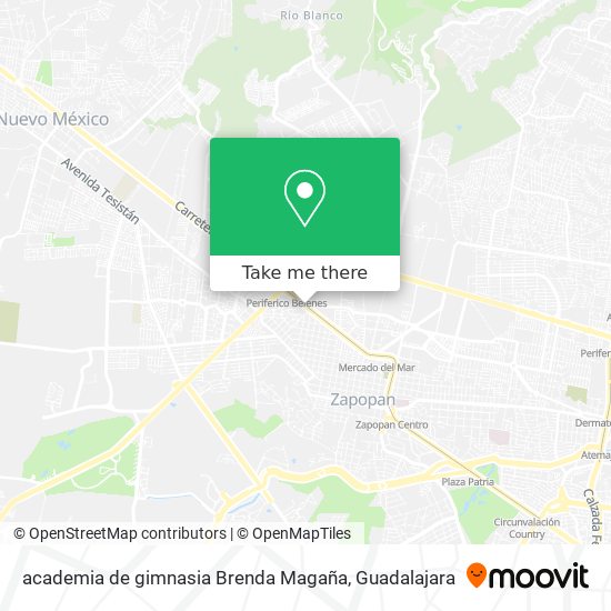 Mapa de academia de gimnasia Brenda Magaña