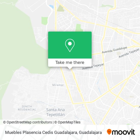 Mapa de Muebles Plasencia Cedis Guadalajara