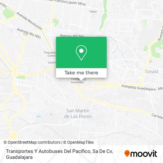 Mapa de Transportes Y Autobuses Del Pacífico, Sa De Cv