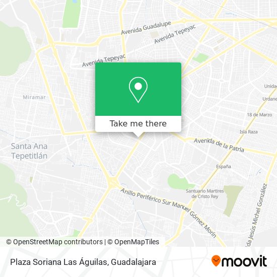 How to get to Plaza Soriana Las Águilas in Guadalajara by Bus or Train?