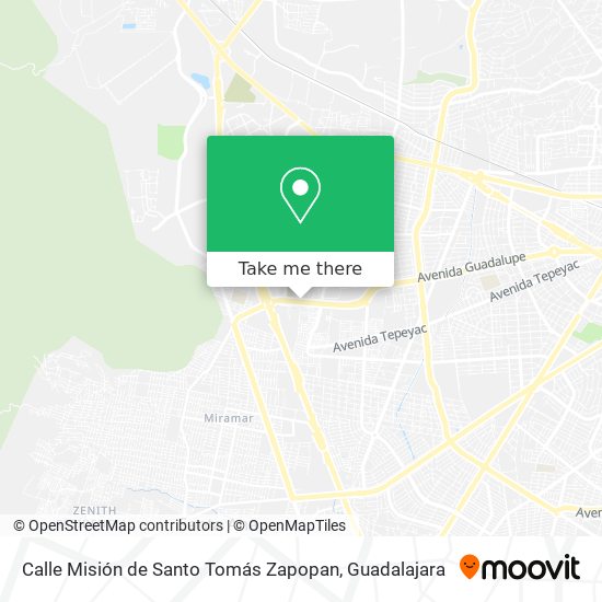 Mapa de Calle Misión de Santo Tomás Zapopan