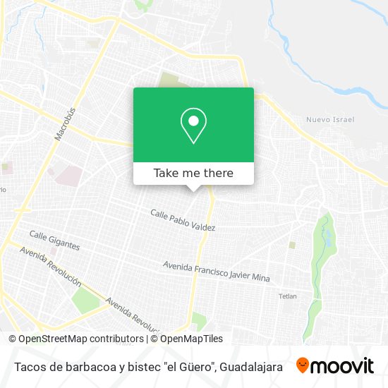 Mapa de Tacos de barbacoa y bistec "el Güero"