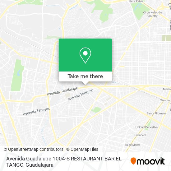 Mapa de Avenida Guadalupe 1004-S RESTAURANT BAR EL TANGO