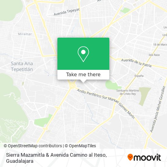 Mapa de Sierra Mazamitla & Avenida Camino al Iteso