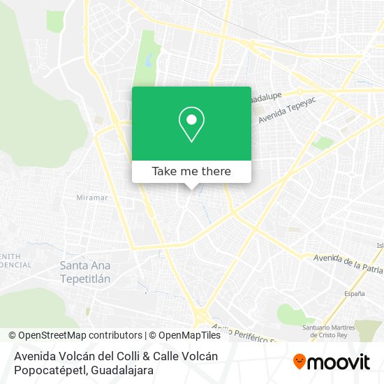 Mapa de Avenida Volcán del Colli & Calle Volcán Popocatépetl