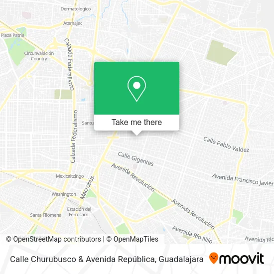 Calle Churubusco & Avenida República map